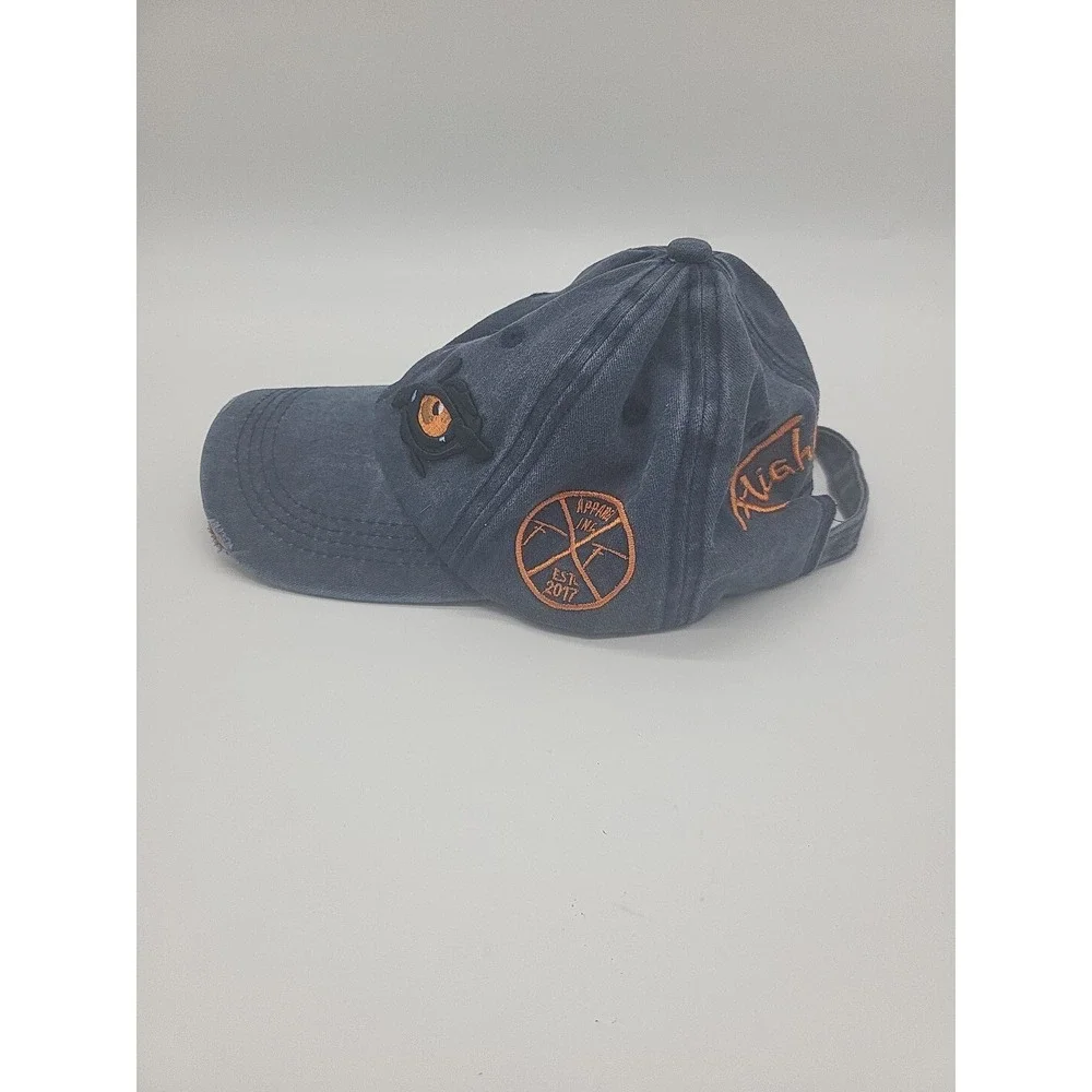 Blue Washed Cotton Embroidered EAGLE EYES Peaked Curved Bill Baseball Cap Hat  Z